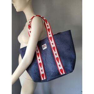 NEW Brighton Velveteen Love Tote Market Book Club Beach Bag Blue Carry On Travel
